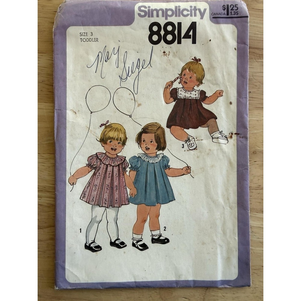 Simplicity Pattern 8814 Toddlers Size 3 Pleated Dress w Ruffles w Back Zip CUT